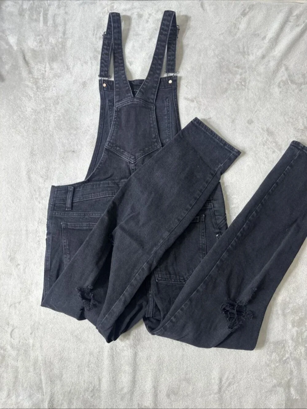 Old Navy Maternity Black Denim Overalls Size 10 Long Straight Leg Adjustable - Picture 7 of 8